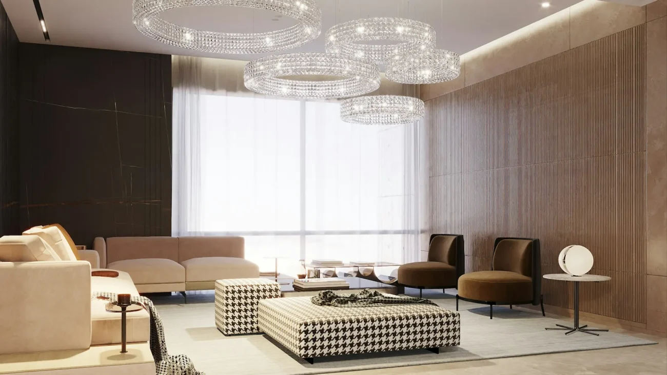 Salón amplio y cuidado de una vivienda